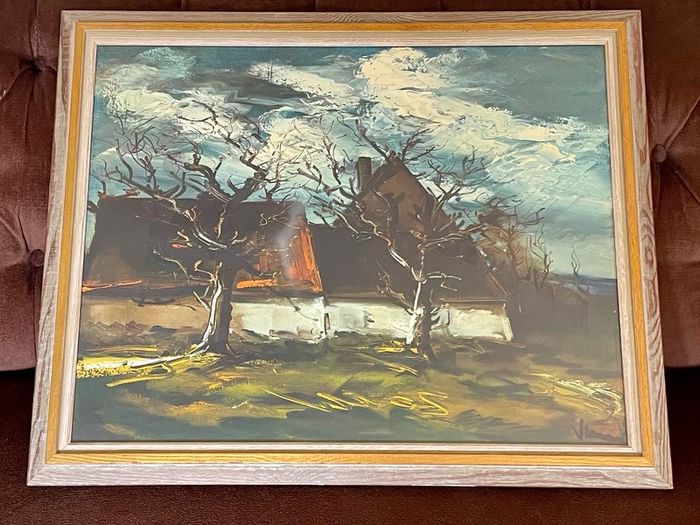 Vintage MCM Print The Thatched Cottage Maurice de Vlaminck circa 1925