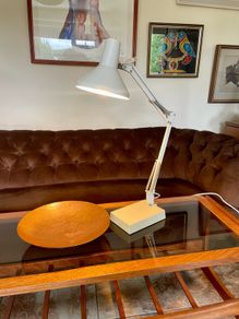 Vintage White Luxo Italian Architects Counterpoise Table Lamp 1970s