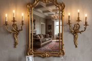 Pair of nice quality old brass French wall lights.