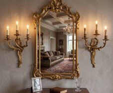 Pair of nice quality old brass French wall lights.