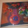 Framed "Still Life" Watercolour."Ponsettia Christmas Plant and Poppies" Image 5