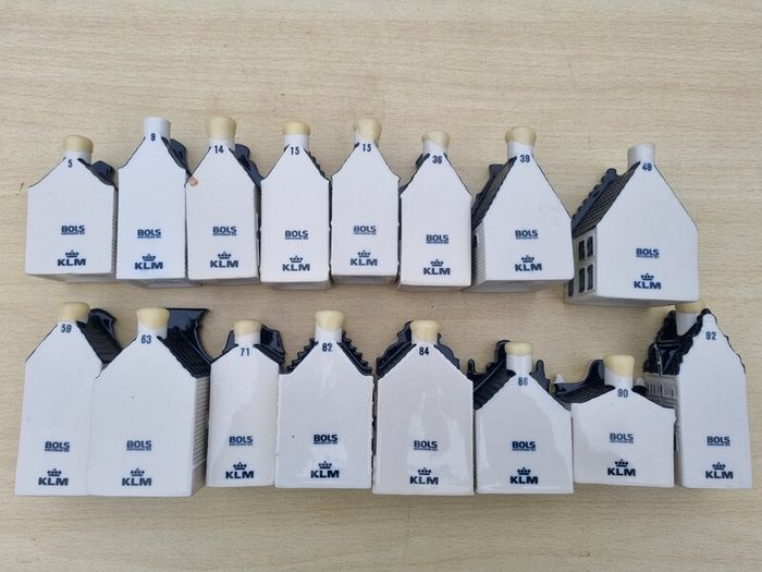 Collection of 16 porcelain miniature houses KLM