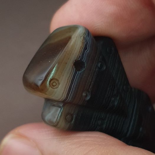 Vintage Natural Pattern Eyes Agate Arrow Shape Pendant Amulet