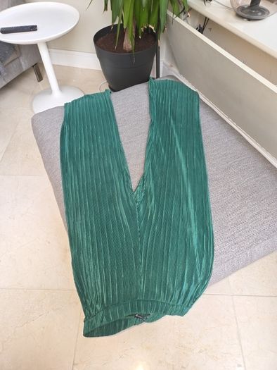 Zara green plisse palazzo pants uk10
