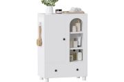 Bathroom Storage Cabinet with Large drawer, 60x30x89cm, White Freestanding Floor Cabinet, Adjustable Shelf &amp; Anti-Tip Kit, Slim Bathroom Cupboard Organiser, 30cm Deep