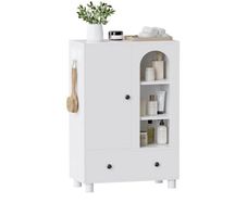 Bathroom Storage Cabinet with Large drawer, 60x30x89cm, White Freestanding Floor Cabinet, Adjustable Shelf & Anti-Tip Kit, Slim Bathroom Cupboard Organiser, 30cm Deep