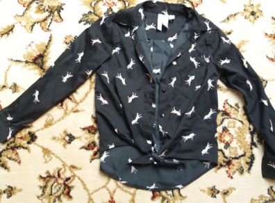 Girls shirt black unicorn pattern 7-8 yo as new tkmax