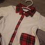 white and tartan babygro with matching hat Image 2