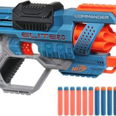 Elite 2.0 Commander RD-6 Blaster, 12 Official Nerf Darts, 6-Dart Rotating Drum, Tactical Rails, Barrel and Stock Attachment Points 6.7 x 36.2 x 24.1 cm