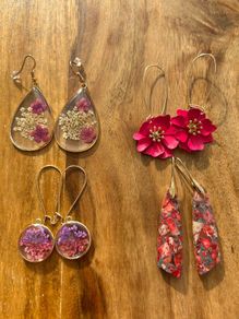Selection of floral and gold drop earrings