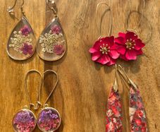 Selection of floral and gold drop earrings
