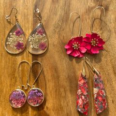Selection of floral and gold drop earrings