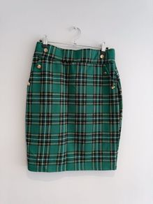 New Emerald Green Plaid Pencil Skirt