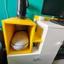 Office Computer desk white lux/yellow color with drawers and keyboard tray. Image 6
