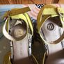RIVER ISLAND Ladies suede mustard yellow high wedge sandals size 5 Image 9
