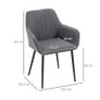 Mid-Century Dining Chairs Upholstered Linen Fabric Accent Chairs with Metal Legs, Set of 2, Dark Grey Image 3