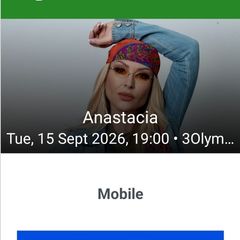 Anastacia Dublin Tusday Concert 1 Standing Ticket
