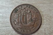 Great Britain UK 1959 Half Penny Elizabeth II Coin - free standard postage