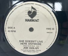 Joe Dolan She Doesn't Live Here Anymore 7 inch Irish Vinyl 1990 Harmac HMS 35