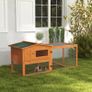 Rabbit Hutch with Run Wooden Guinea Pig Hutch Outdoor Bunny Cage Hide House with Sliding Tray, Hay Rack, Ramp, 156 x 58 x 68cm, Orange Image 7