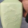 Vintage Celadon Green Glass Embossed Bottle Image 7