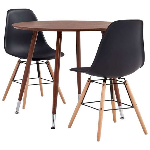 3 Piece Dining Set Plastic Black