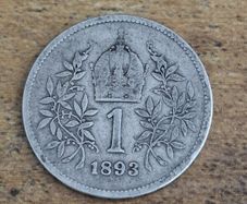 Austria, 1 Corona 1893 Silver Coin, Franz Joseph I - free standard postage