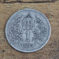 Austria, 1 Corona 1893 Silver Coin, Franz Joseph I - free standard postage