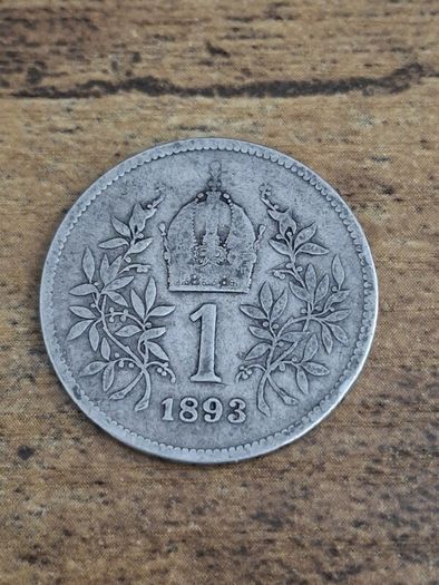 Austria, 1 Corona 1893 Silver Coin, Franz Joseph I - free standard postage