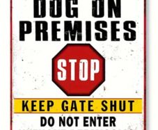No Trespassing, Dog On Premises : Metal Sign
