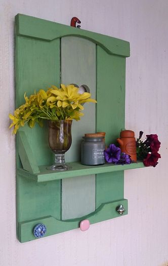 Rustic Floating Shelf / Coat Rack with hooks.