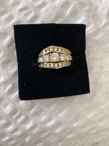 14 Carat Yellow Gold - 3 Ring Set - CZ. Size Q
