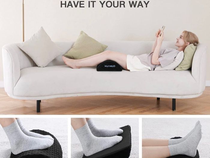 Ergonomic Desk Foot Rest, Foot Stool, Foot Rest Under Desk with Velvet & Mesh Covers, Suitable for Travel in Home Office
