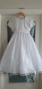 LITTLE FOLK communion dress, bolero, veil, bag, shoes, socks, gloves Sz 8 years - Rrp 450 in total
