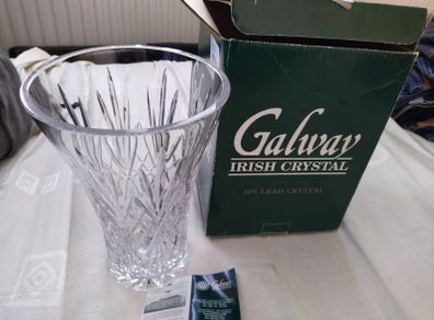 Galway Crystal 10" Large Vase with Box and Papers
