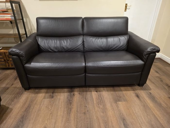 Natuzzi Brown Leather 3 seater recliner n 2 seater