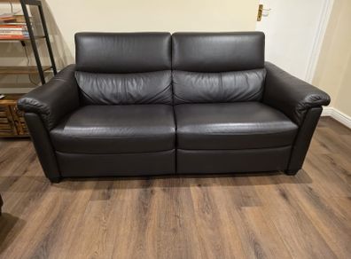 Natuzzi Brown Leather 3 seater recliner n 2 seater
