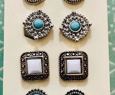 Lovisa Clip-On Earrings Set of 5 Pairs Gold, Silver and Turquoise Boho Vintage Style