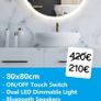 LED Bathroom Mirror Round Speakers Fog Free Image 2