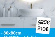 LED Bathroom Mirror Bluetooth Speakers Demister Antifog 80cm Ensuite Vanity Makeup Cosmetic