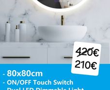 LED Bathroom Mirror Bluetooth Speakers Demister Antifog 80cm Ensuite Vanity Makeup Cosmetic