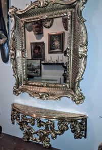 Beautiful Laricol shelf with antique mirror