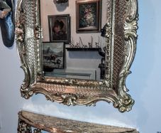 Beautiful Laricol shelf with antique mirror