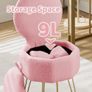 Dressing Table Chair with Stroage Space, Comfy Vanity Chair with Pillow & Foldable Backrest Image 3