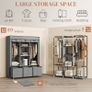 Foldable Fabric Wardrobe for Bedroom, Portable Wardrobe with 5 Shelves, 2 Hanging Rails and 3 Fabric Drawers, Light Grey Image 3