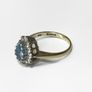 Vintage 9ct Yellow Gold Aquamarine & Cubic Zirconia Cluster Ring Image 3