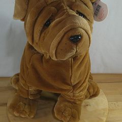 Large Keel Toys Shar Pei Dog 17 inch Simply Soft Collection Plush Stuffed Animal Toy Brown Wrinkly Puppy