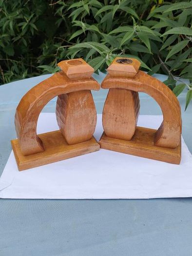 Vintage Hand carved Norwegian candlesticks