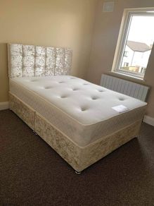 Brand New Stylish Double Divan Beds Instock.. Multiple Headboard Designs And Tufted Memory Foam Mattresses Available