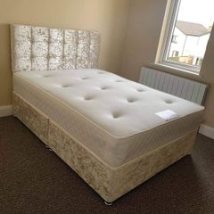 Brand New Stylish Double Divan Beds Instock.. Multiple Headboard Designs And Tufted Memory Foam Mattresses Available